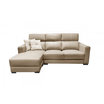 Jacopo 3 Seater L-Shaped Leather and Fabric Sofa